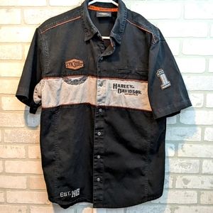Harley Davidson embroidered button down shirt, LG.